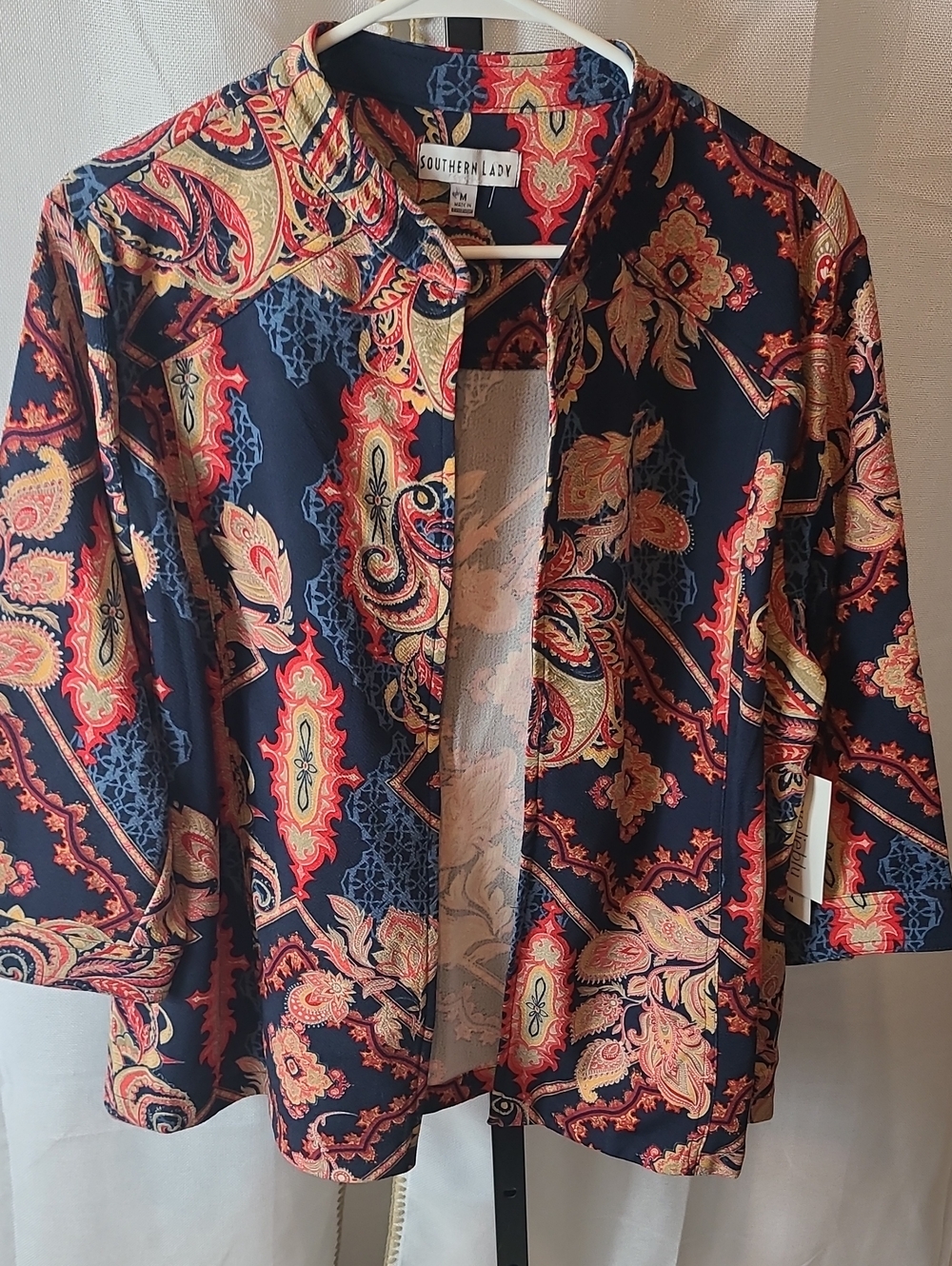 Southern Lady navy blue open-front cardigan  Size Med.  New